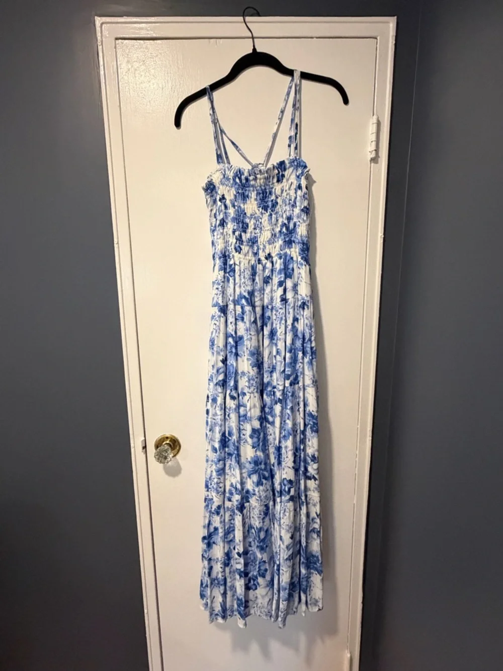 Abercrombie & Fitch Blue and White Floral Maxi Dress